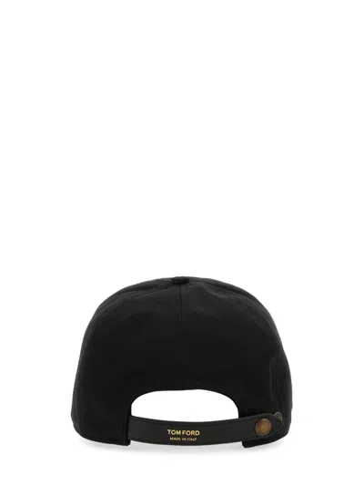 Tom Ford Black Baseball Cap With Logo Embroidery On The Front And Logo Lettering On The Rear In Cotton Man