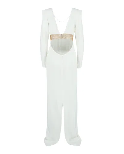 Stella Mccartney Long Sleeve Plunging-neck Gown In White