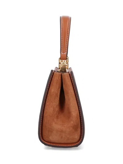 Tory Burch "eleanor" Mini Satchel Bag In Brown Leather
