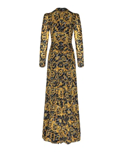 Versace Baroque Print Evening Gown In Multi