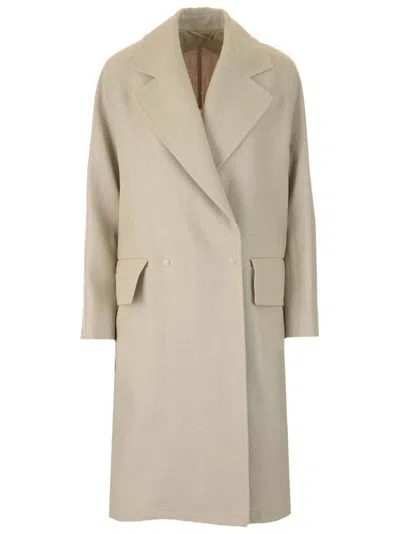 Max Mara Relaxed Silhouette Double-breasted Coat With Belted Waist In Multi