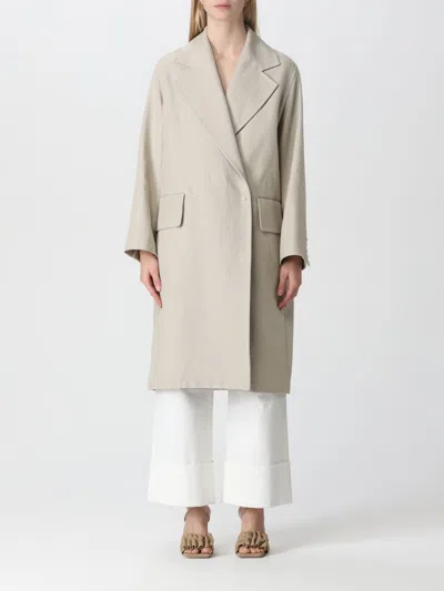 Max Mara Relaxed Silhouette Double-breasted Coat With Belted Waist In Multi