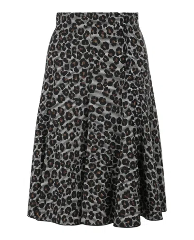 Versace Mixed Print Wool-blend A-line Skirt In Neutral