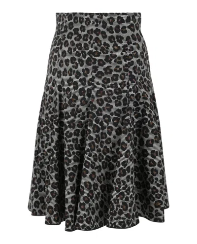 Versace Mixed Print Wool-blend A-line Skirt In Neutral