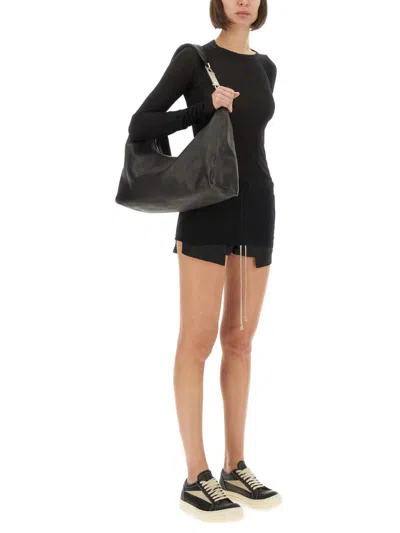 Rick Owens Black Viscose Silk T-shirts In Black