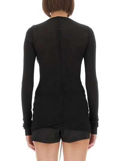 Rick Owens Black Viscose Silk T-shirts In Black