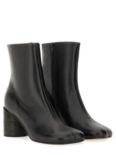 Mm6 Maison Margiela Mm6 By Maison Margiela Anatomical Black Leather Ankle Boots In Black