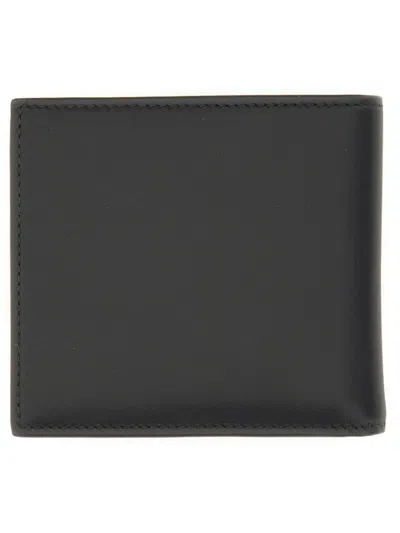 Alexander Mcqueen Bifold Wallet In Smooth Calf Leather With Logo Print