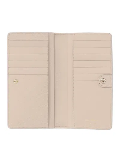 Ferragamo Gancini Wallet In Textured Cream Calfskin Leather