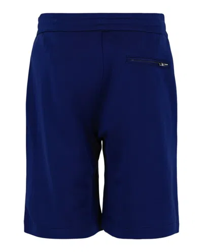 Alexander Mcqueen Men's Shorts With Embroidered Logo In Blue