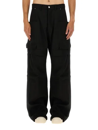 Rick Owens Stefan Wide-leg Grain De Poudre Wool Trousers In Black