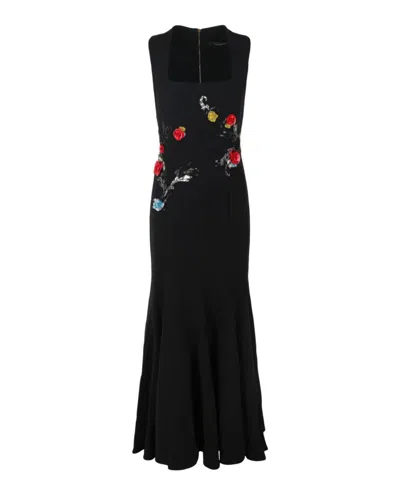 Versace Sleeveless Embroidered Rose Gown