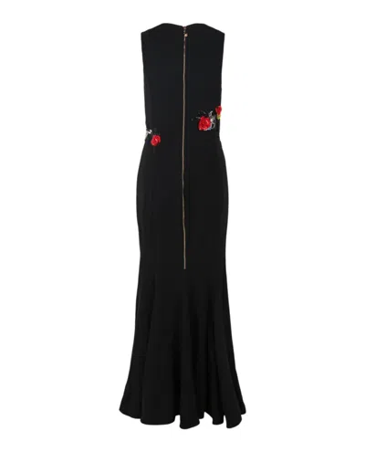 Versace Sleeveless Embroidered Rose Gown