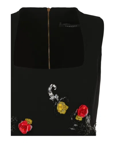 Versace Sleeveless Embroidered Rose Gown