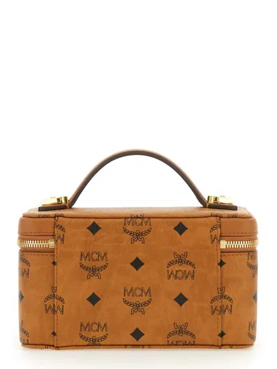 Mcm Brown Handbag With Signature Logo Pattern