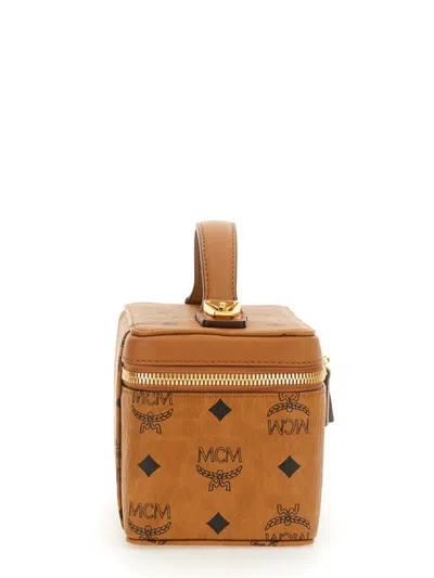 Mcm Brown Handbag With Signature Logo Pattern