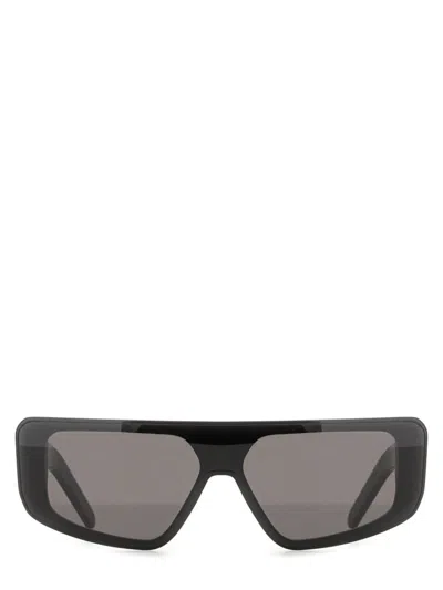 Rick Owens Angular Black Acetate Sunglasses In Black