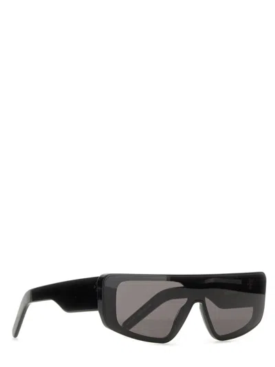 Rick Owens Angular Black Acetate Sunglasses In Black