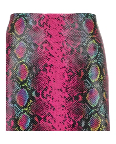 Versace Python-print Leather Midi Skirt In Multi