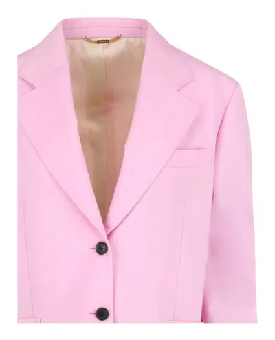 Versace Wool Blended Blazer In Pink