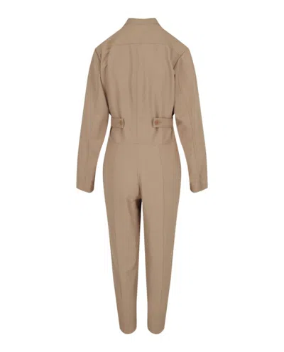 Stella Mccartney Alma Zippered Linen-blend Jumpsuit In Brown