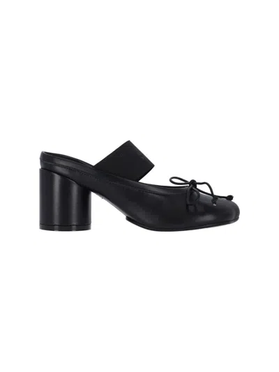 Mm6 Maison Margiela Mm6 By Maison Margiela Anatomical Black Goat Leather Sandals With Bow Detail In Black