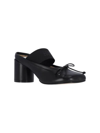 Mm6 Maison Margiela Mm6 By Maison Margiela Anatomical Black Goat Leather Sandals With Bow Detail In Black