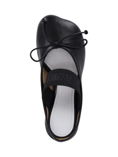 Mm6 Maison Margiela Mm6 By Maison Margiela Anatomical Black Goat Leather Sandals With Bow Detail In Black
