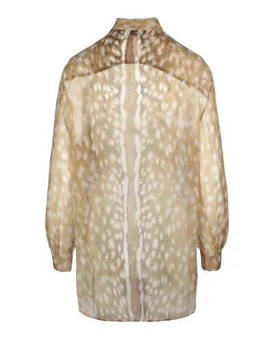 Burberry Tied Deer-printed Silk Blouse Woman Shirt Multicolored Size 8 Silk In Multi