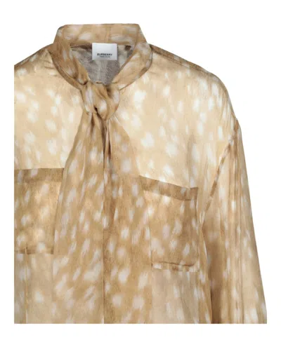 Burberry Tied Deer-printed Silk Blouse Woman Shirt Multicolored Size 8 Silk In Multi