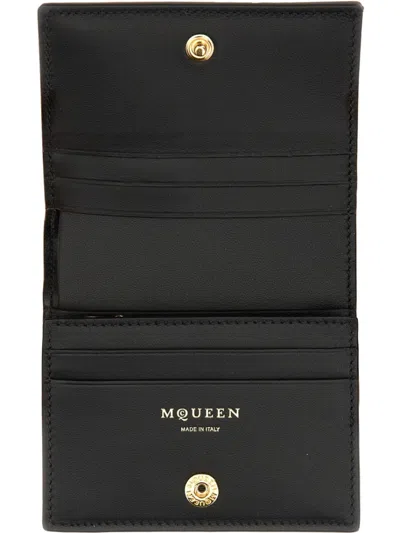 Alexander Mcqueen Calfskin Wallet With Embossed Logo In Black