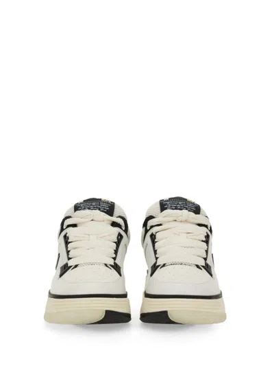 Amiri White And Black Chunky Sneakers With Logo Detail In Leather And Mixed Tech Fabrics Man