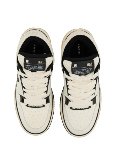 Amiri White And Black Chunky Sneakers With Logo Detail In Leather And Mixed Tech Fabrics Man