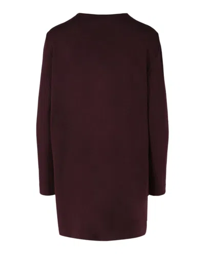 Ferragamo Long Sleeve Silk-blend Sweater In Burgundy