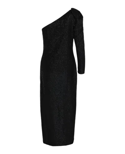 Versace Embellished Silk Evening Gown In Black