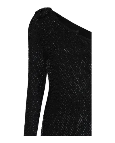 Versace Embellished Silk Evening Gown In Black