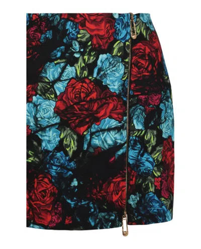 Versace Floral Printed Zip Front Mini Skirt