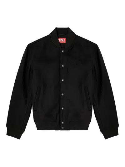Diesel Bomber Jacket With Embroidered Logo In Black