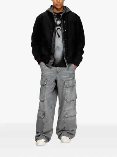 Diesel Bomber Jacket With Embroidered Logo In Black