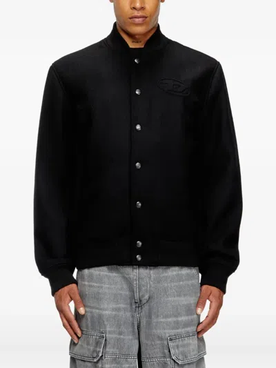 Diesel Bomber Jacket With Embroidered Logo In Black