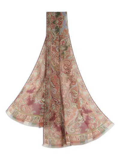 Etro Silk Scarf With Placed Print In Pink