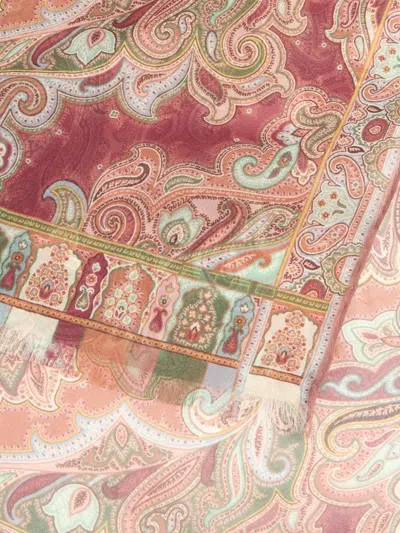 Etro Silk Scarf With Placed Print In Pink