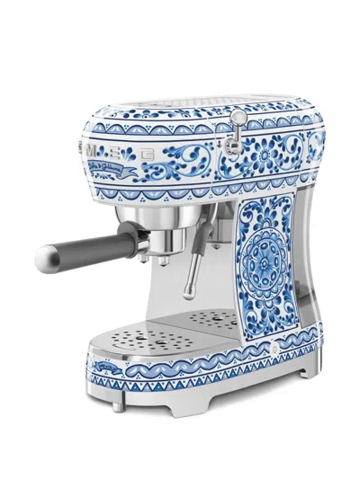 Dolce & Gabbana Casa X Smeg Blue Mediterraneo Espresso Coffee Machine (33cm X 32.9cm) In Blue