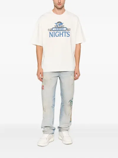 Amiri Night Graphic Print Crewneck T-shirt In White