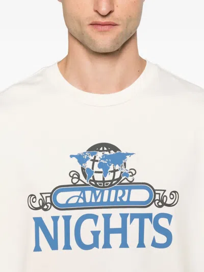 Amiri Night Graphic Print Crewneck T-shirt In White