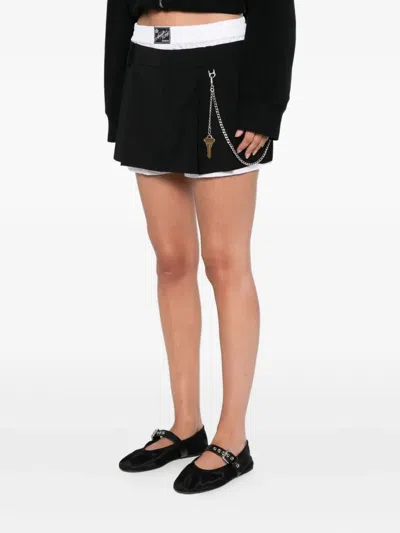 Alexander Wang Pleated Key-detail Shorts In Black