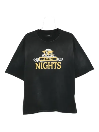 Amiri Night Graphic Print Crew Neck Short Sleeves In Black