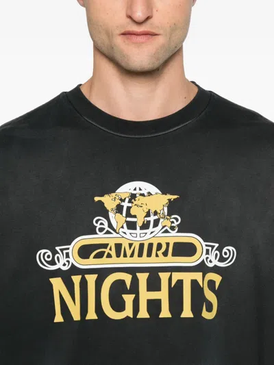 Amiri Night Graphic Print Crew Neck Short Sleeves In Black