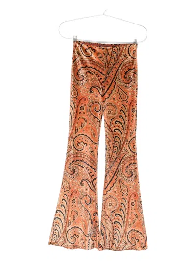 Etro Paisley-print Flared Viscose Trousers In Orange