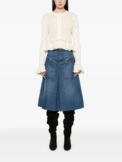 Chloé Denim Midi Skirt In Blue